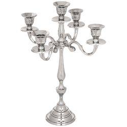 Подсвечник на 5 свечей, 32,5 см, резной, серебристый металл