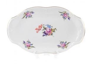 Блюдо 28 см овальное Cmielow Камелия /Мейсенский букет/