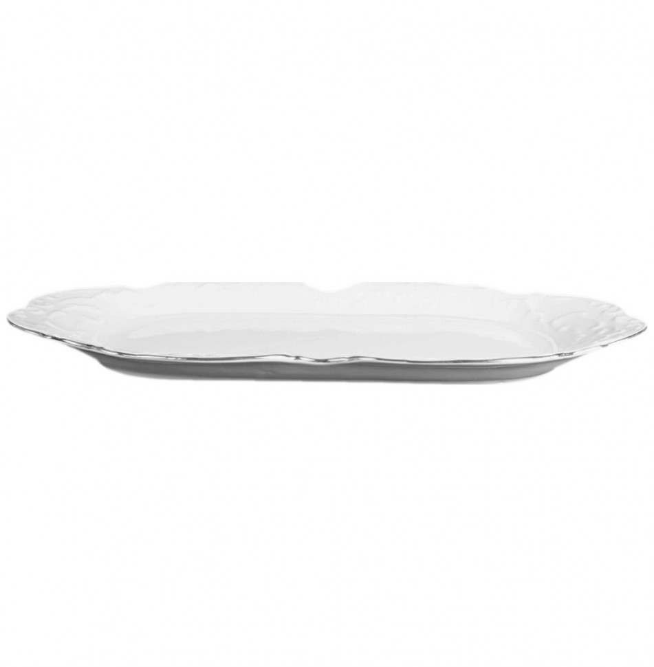 Блюдо 36х17,5 см овальное фигурное Cmielow Рококо / Отводка платина/