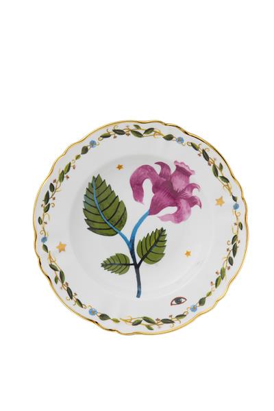 Тарелка глубокая d 23 см, декор с розовым цветком, La Tavola Scomposta