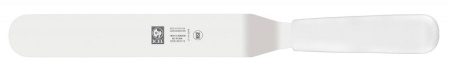 Лопатка 36 см. изогнутая раб. часть 20,5*3,5 см. нерж. узкая с пластик. ручкой, белая Icel