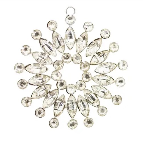 Подвес СНЕЖИНКА D10 см, стекло, серебряный