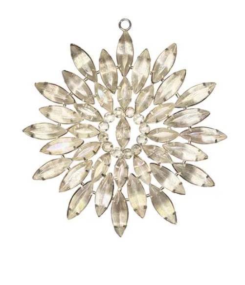 Подвес СНЕЖИНКА D14 см, металл, акрил, серебряный, радужный