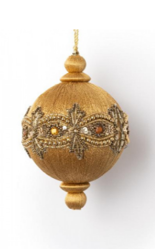 Золотой шар с золотисто-бронзовым орнаментом 10 см
