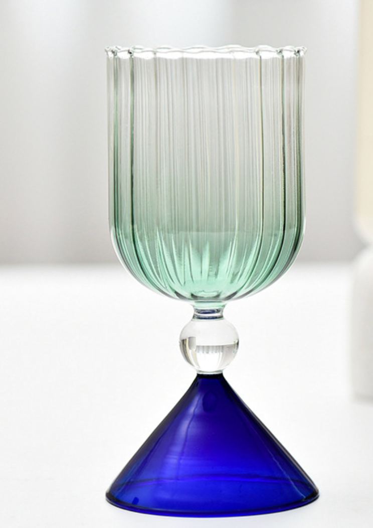 Бокал для коктелей и воды, Ажур голубое/синее стекло