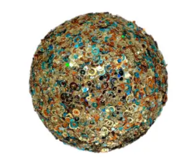 Шар D12 см с пайетками, пенопласт, бирюзово-золотой, мультиколор