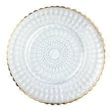 Тарелка плоская 16 см стекло с золотой каймой Helios