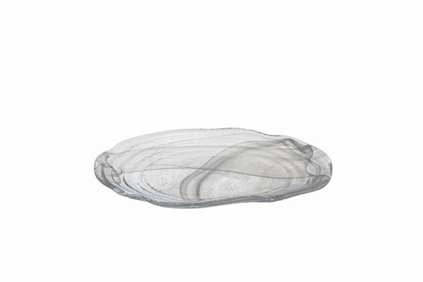 Блюдо овальное 30x14,5 см h 3 см, стекло,декор белый, Fenice