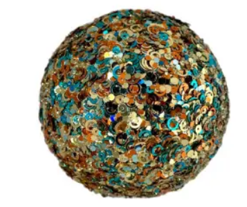 Шар D10 см с пайетками, пенопласт, бирюзово-золотой, мультиколор