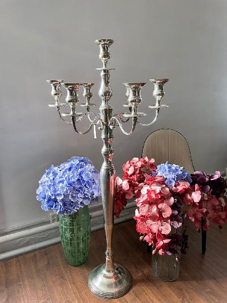 Подсвечник на 7 свечей серебряный 125 см (металл)