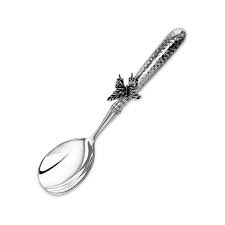 Ложка д/салата 'Бабочки' латунная посереб. с черн. кованая