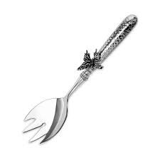 Вилка д/салата 'Бабочки' латунная посереб. с черн. кованая