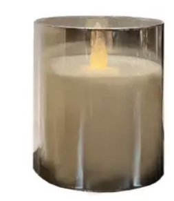 Светодиодная свеча 7,5х10 см, пластик, стекло, парафин, дымчатый