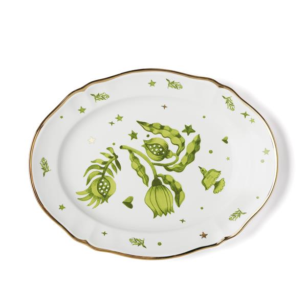 Блюдо овальное 34 см зеленый декор, La tavola Scomposta