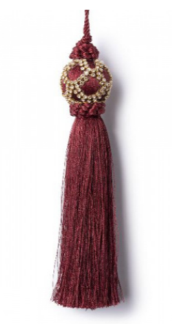 Бордовая кисточка с шаром и стразами 19 см