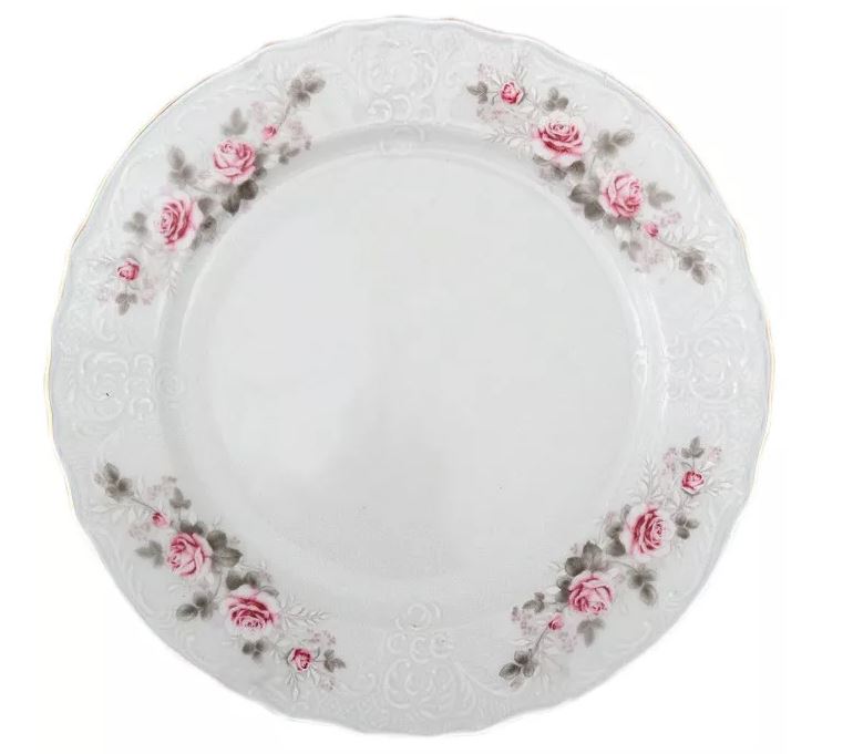 Тарелка 21 см Серая роза/золото, Бернадотт, фарфор