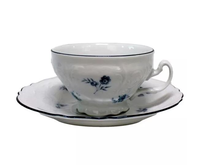 Чайная пара 220 мл Синий цветок,Бернадотт, фарфор