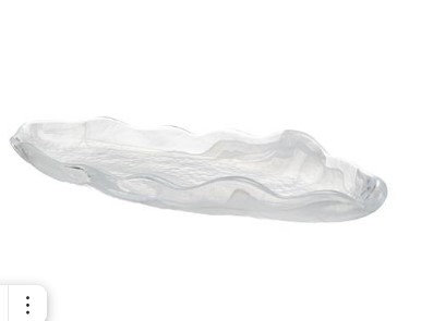 Блюдо овальное 30x11 см h 3,5 см, стекло, цвет / декор белый, Hammered