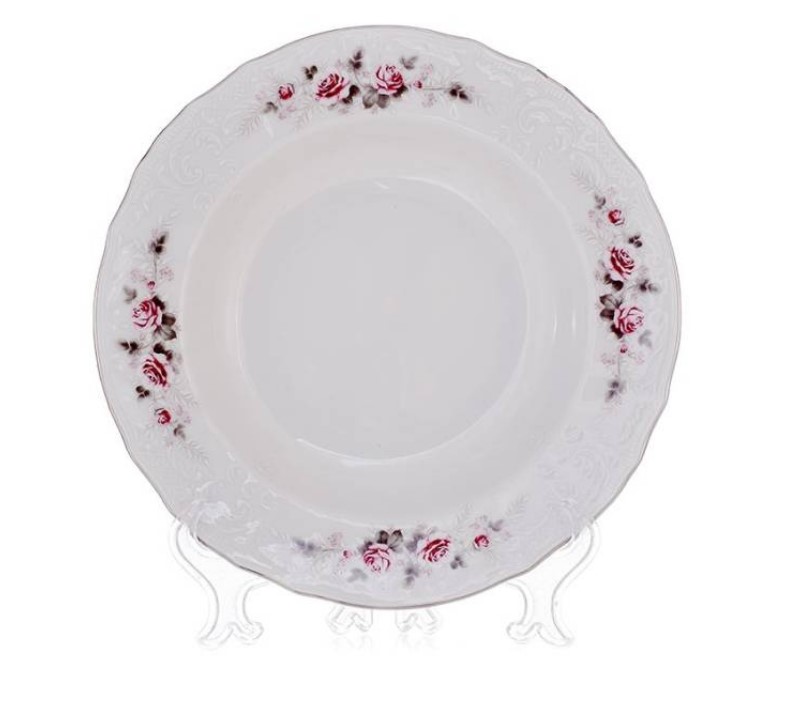 Тарелка глубокая 23 см Серая роза/платина, Бернадотт, фарфор