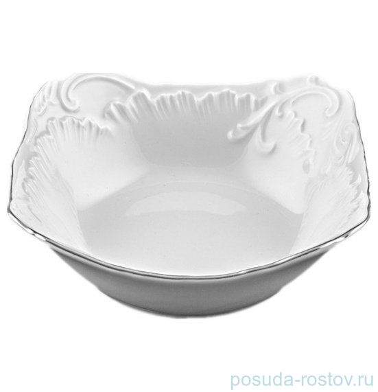 Салатник 14 см квадратный Рококо отводка платина, фарфор