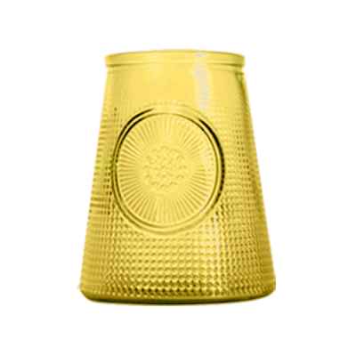 Ваза коническая низкая H19см., желтое стекло