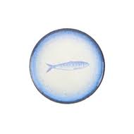 Тарелка 21 см, керамика, бело- синяя, Sardinhas