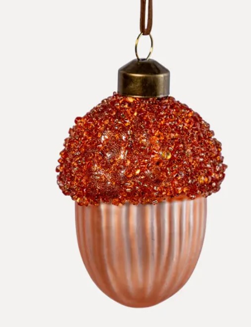 Подвес ЖЕЛУДЬ 6x8 см, стекло, рыжий