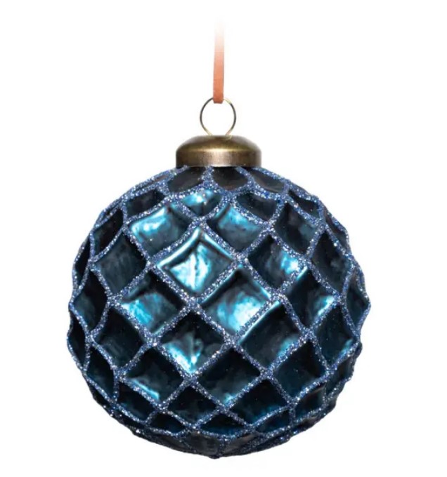 Шар D8 см, стекло, синий (Б)