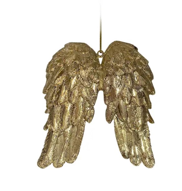 Подвес КРЫЛЬЯ Н13 см, глиттер, пластик, золотой
